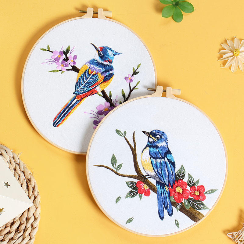 Beautiful Birds Blue Hummingbird Embroidery Kit (8" x 8")