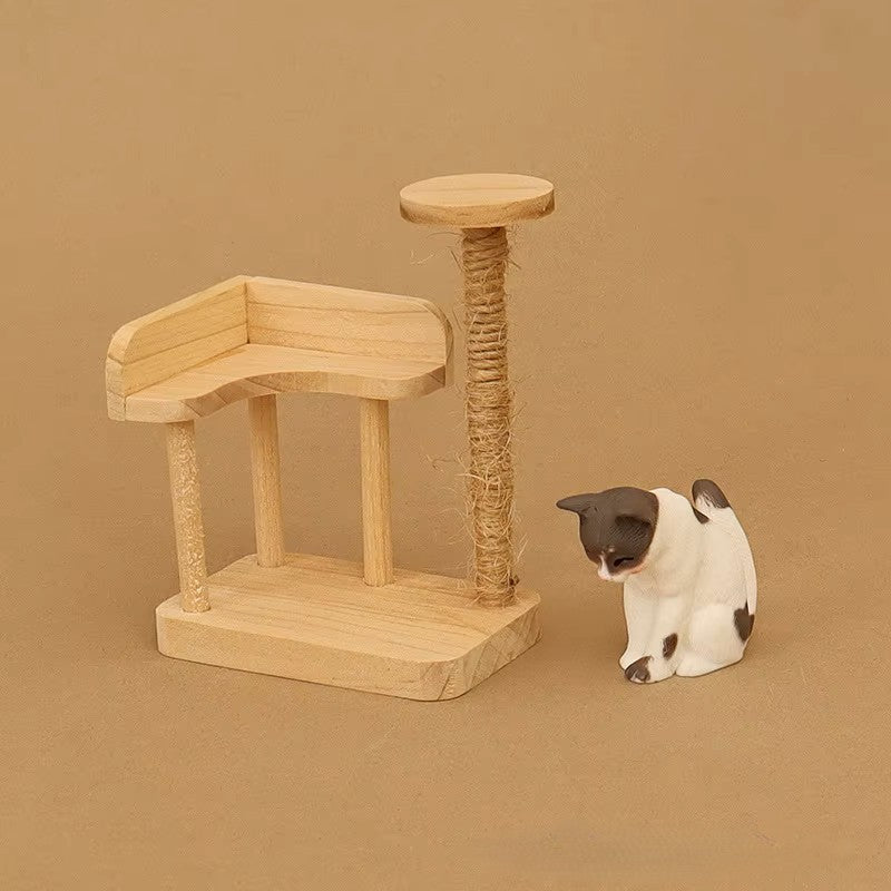 Miniature Dollhouse Cats with Toy and Food Accessories (1:12 scale)