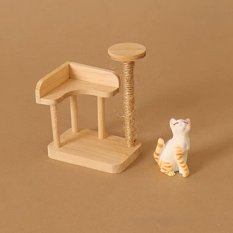 Miniature Dollhouse Cats with Toy and Food Accessories (1:12 scale)