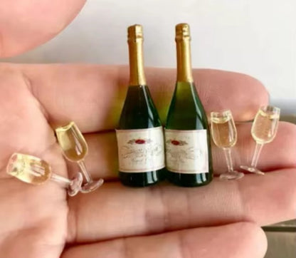 Champagne Bottle with or without glasses (1:12 scale)