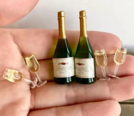Champagne Bottle with or without glasses (1:12 scale)