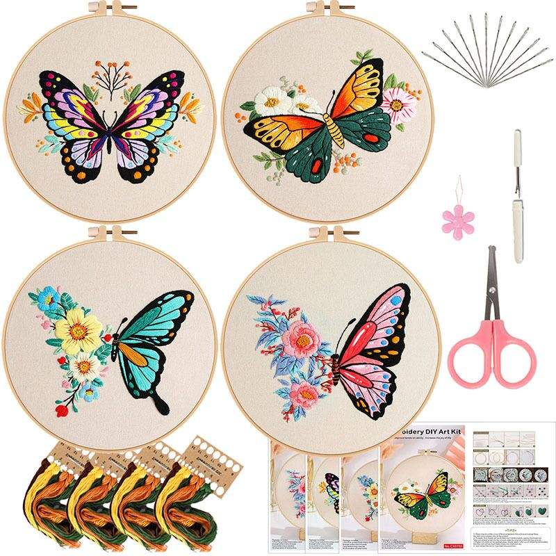 Rainbow Butterfly Embroidery Kit (8" x 8")