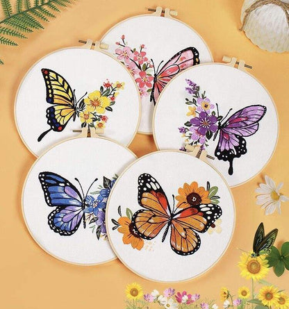 Rainbow Butterfly Embroidery Kit (8" x 8")