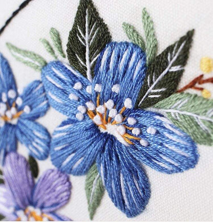 Blue & Purple Butterfly Embroidery Kit (8" x 8")