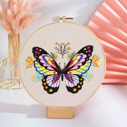 Rainbow Butterfly Embroidery Kit (8" x 8")