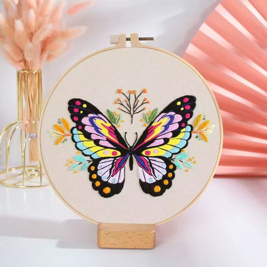 Rainbow Butterfly Embroidery Kit (8" x 8")