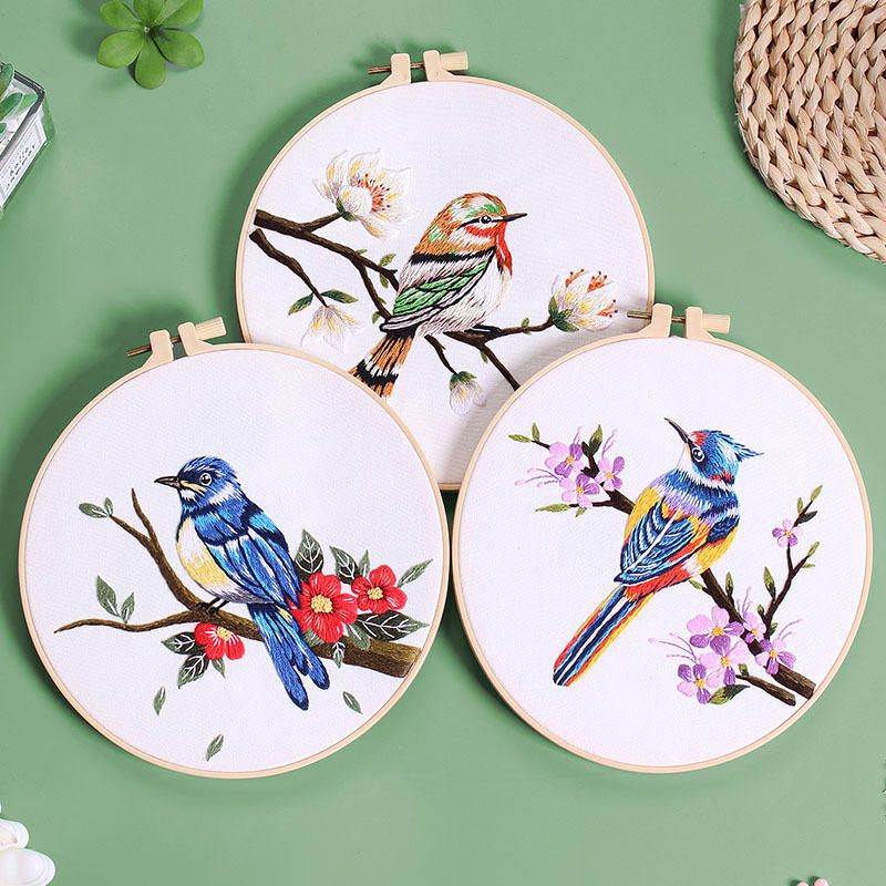 Beautiful Birds Blue Bird Embroidery Kit (8" x 8")