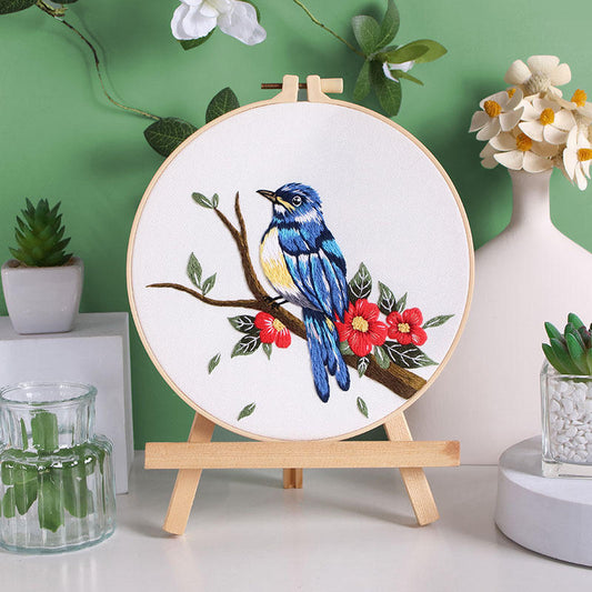 Beautiful Birds Blue Bird Embroidery Kit (8" x 8")