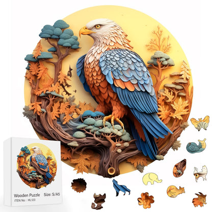 Colorful Eagle Wooden Bird Puzzle (11" x 11")