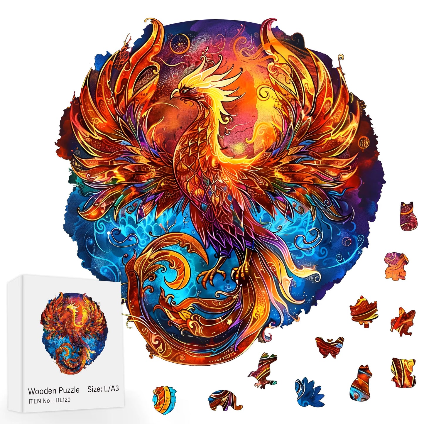 Blue Phoenix Wooden Bird Puzzle (11" x 11")